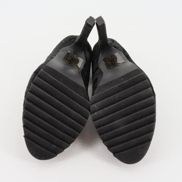 YRU Women 6 F Word Cuss Curse Black Velvet Gold Embroidered High Heels Shoes - Picture 7 of 10